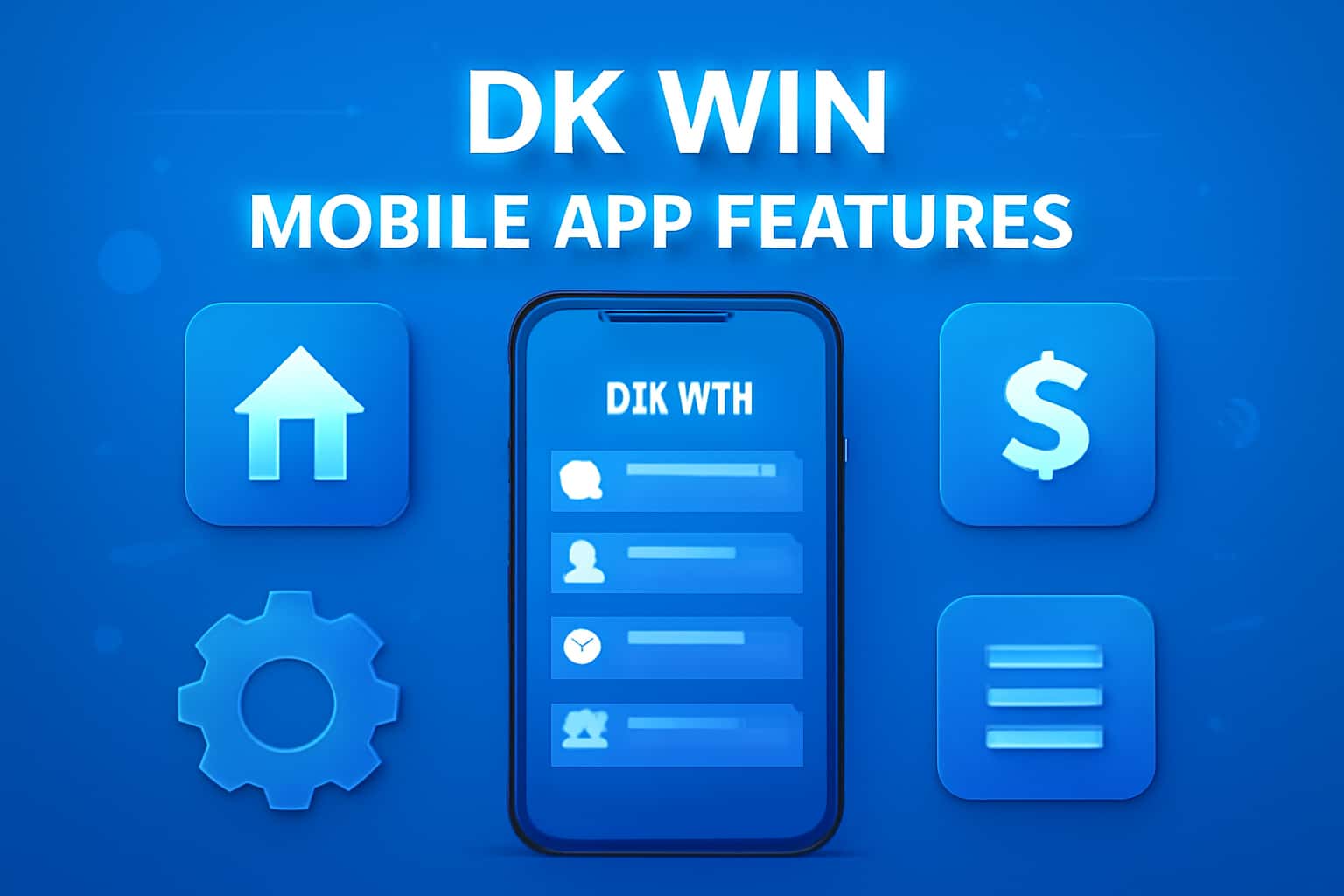 An informative visual representation of DK Win Mobile App Features.