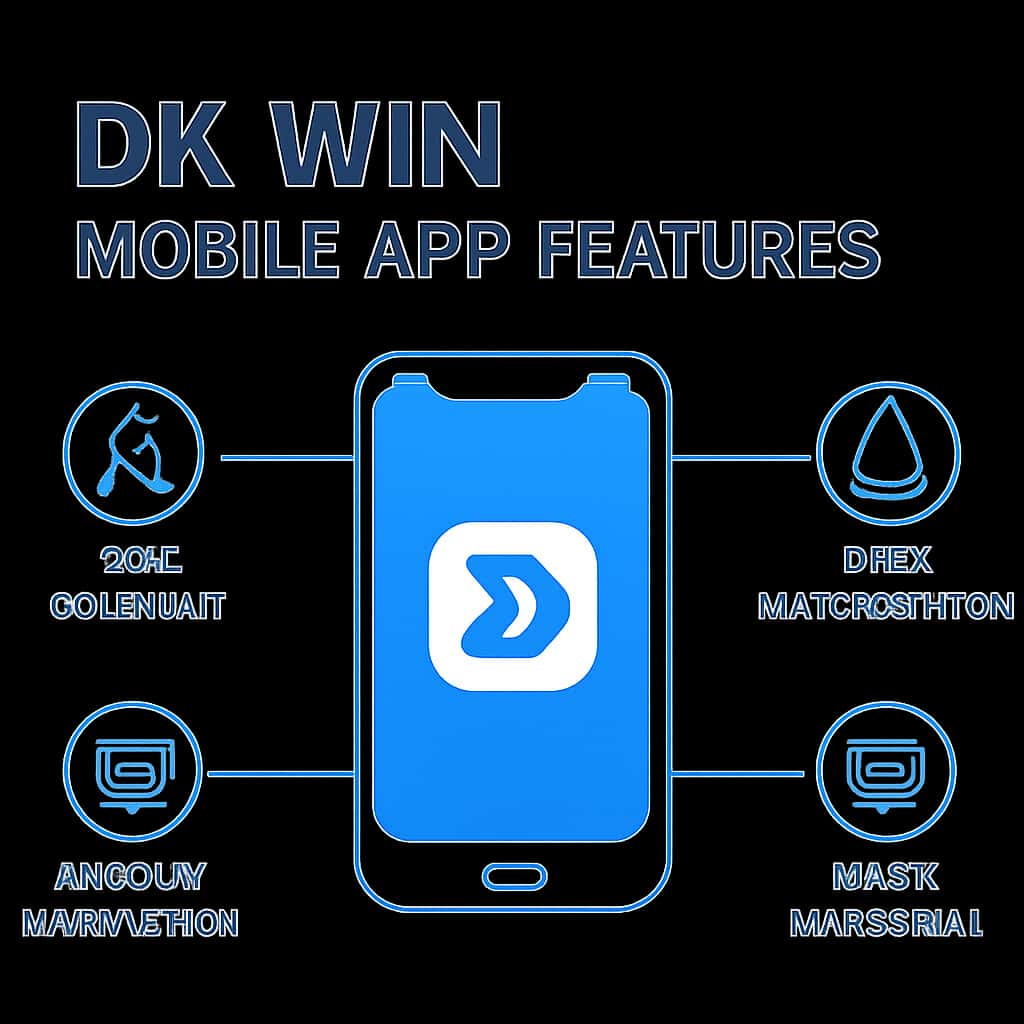 Illustration showing DK Win Mobile App Features.