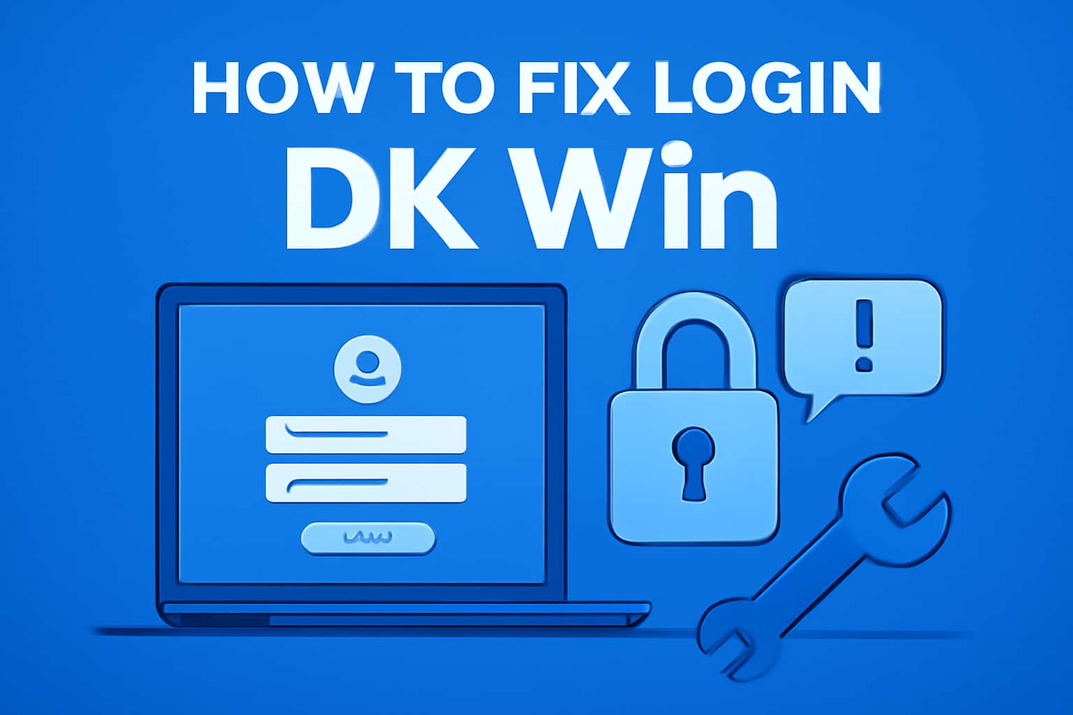An educational graphic illustrating how to fix login issues for DK Win.