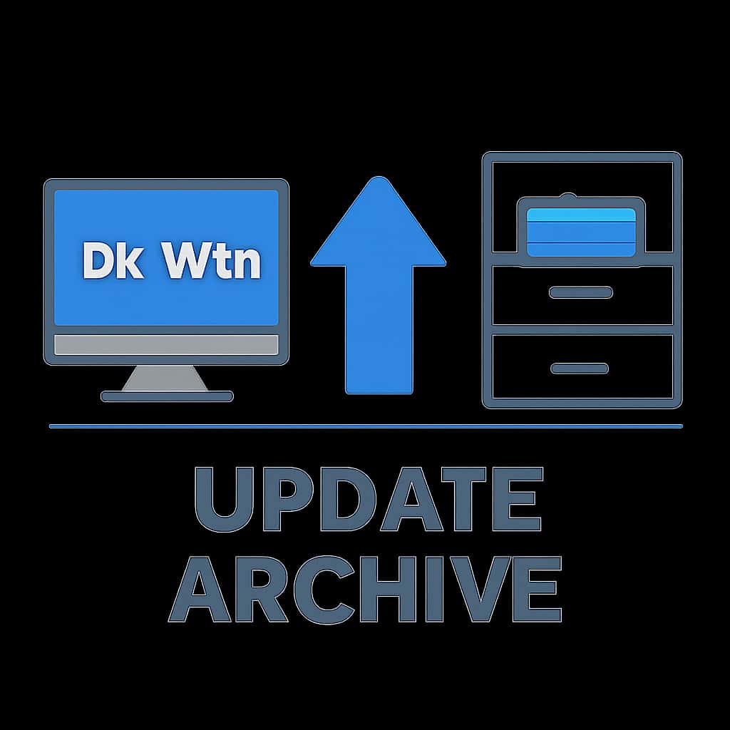 Illustration of DK Win Update Archive content sections.