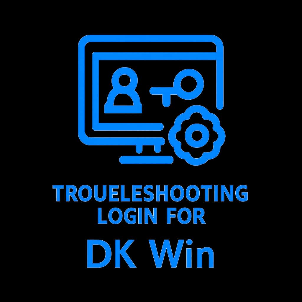 A minimalistic badge design for DK Win troubleshooting guide.